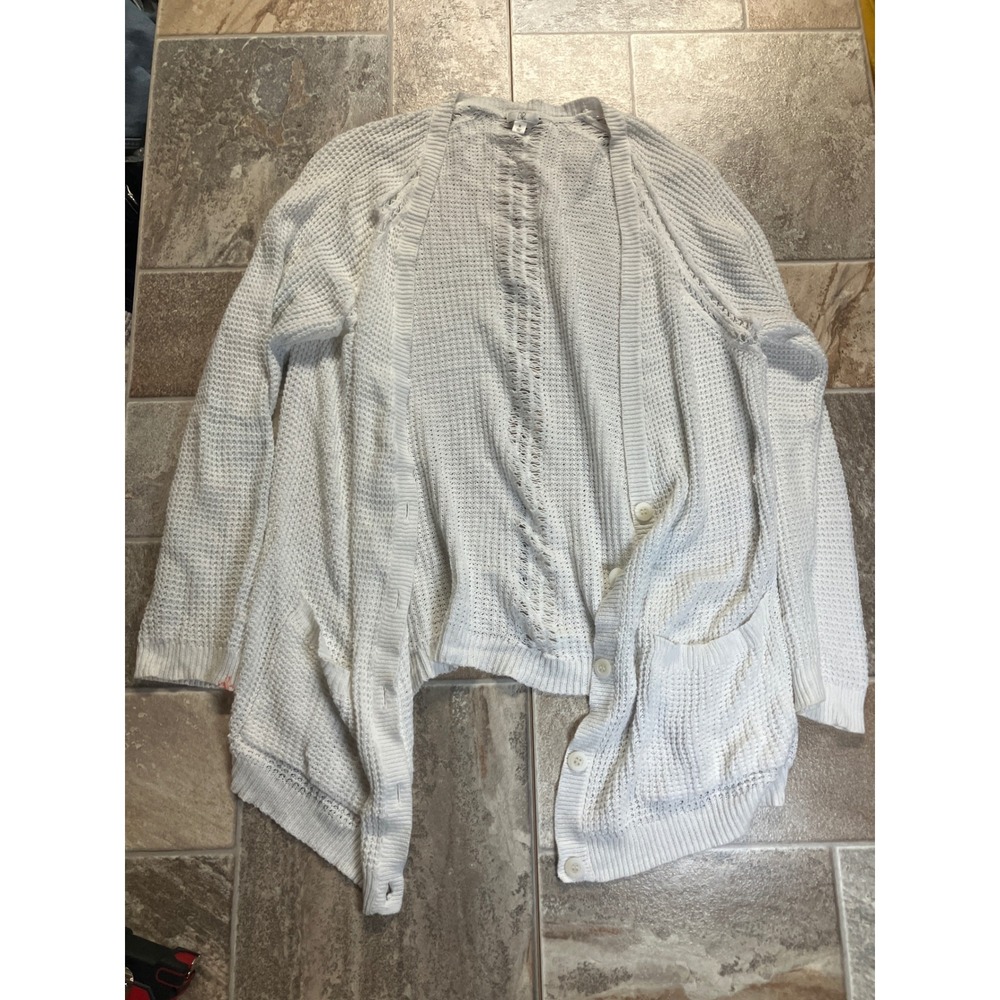 BP‎ Open Knit Cardigan Sweater Distressed White Cozy Oversized XL
